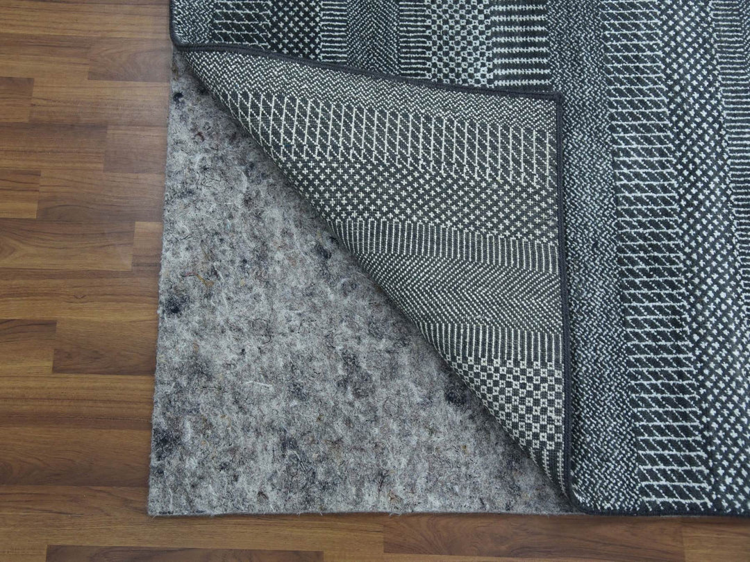 3'3" x 5'0" New Hand Knotted Grey Wool & Silk Rectangle Oriental Rug - MOA10279253