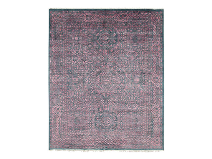 8'0" x 9'9" New Hand Knotted Green Wool & Silk Rectangle Oriental Rug - MOA10279273
