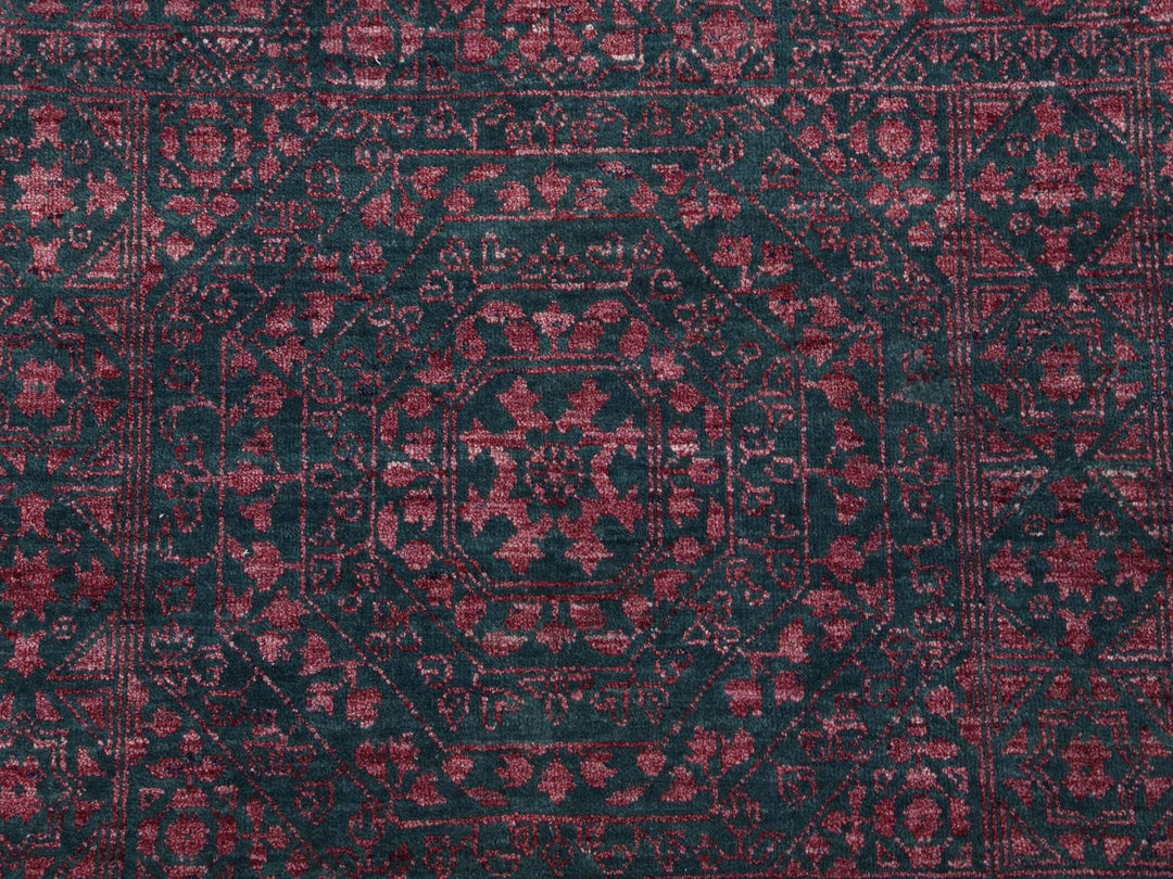 8'0" x 9'9" New Hand Knotted Green Wool & Silk Rectangle Oriental Rug - MOA10279273