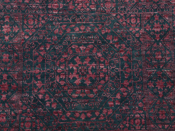 8'0" x 9'9" New Hand Knotted Green Wool & Silk Rectangle Oriental Rug - MOA10279273