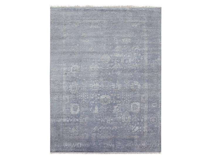 8'10" x 11'8" New Hand Knotted Grey Wool & Silk Rectangle Oriental Rug - MOA10279277