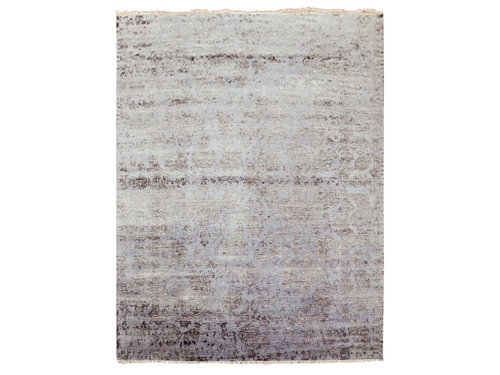 8'10" x 11'9" New Hand Knotted Grey Wool & Silk Rectangle Oriental Rug - MOA10279278