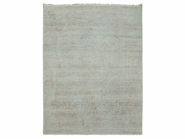 9'0" x 12'0" New Hand Knotted Grey Wool & Silk Rectangle Oriental Rug - MOA10279285