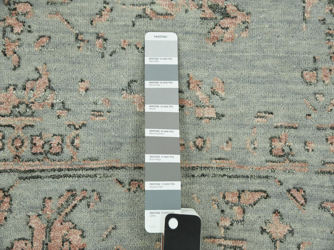 9'0" x 12'0" New Hand Knotted Grey Wool & Silk Rectangle Oriental Rug - MOA10279285