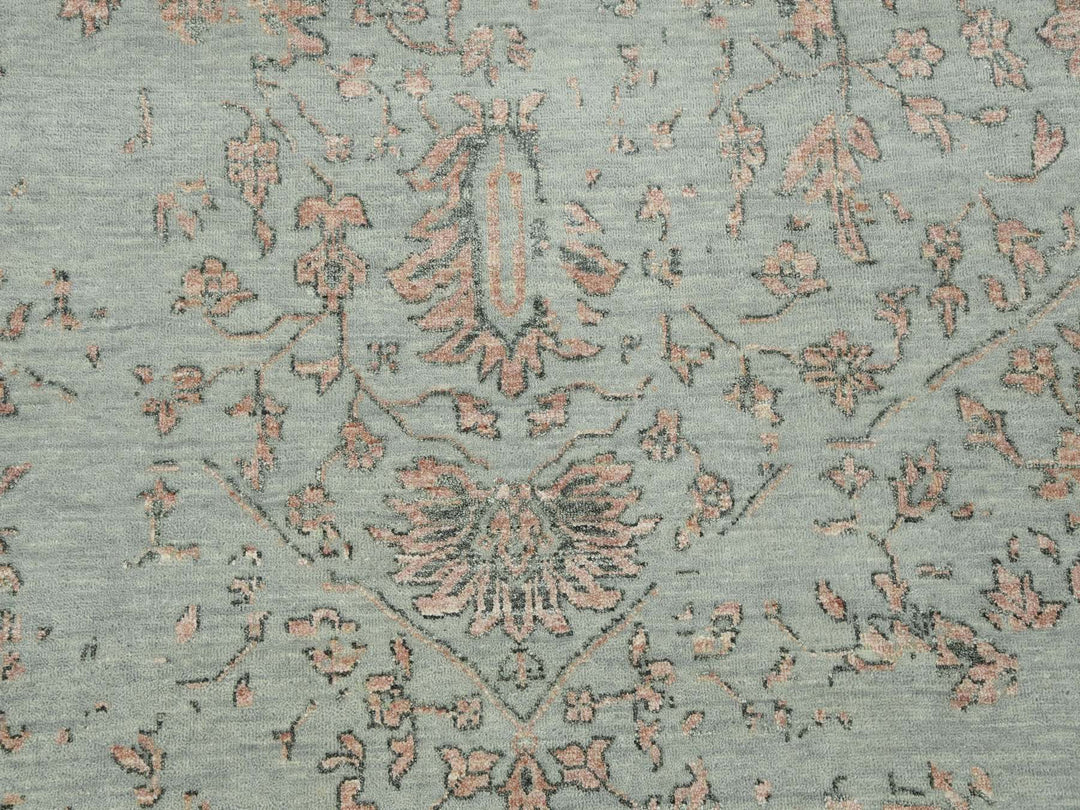 9'0" x 12'0" New Hand Knotted Grey Wool & Silk Rectangle Oriental Rug - MOA10279285