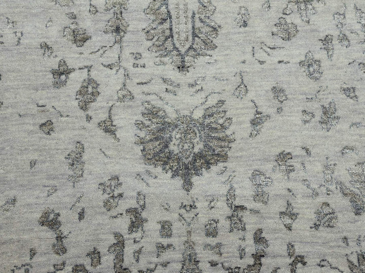 9'10" x 14'3" New Hand Knotted Grey Wool & Silk Rectangle Oriental Rug - MOA10279288