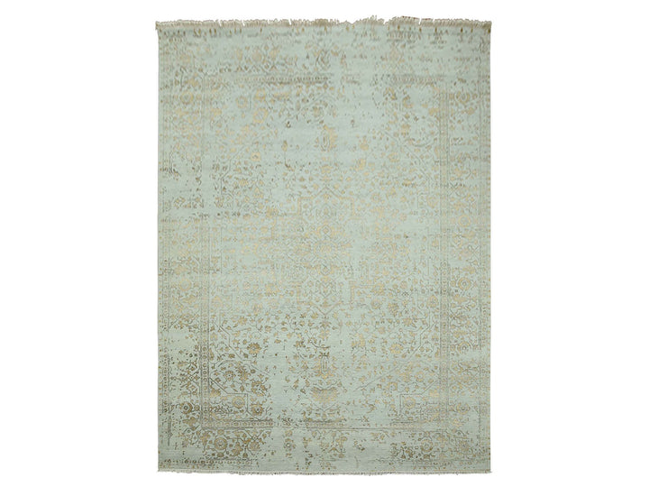 10'0" x 14'0" New Hand Knotted Grey Wool & Silk Rectangle Oriental Rug - MOA10279290