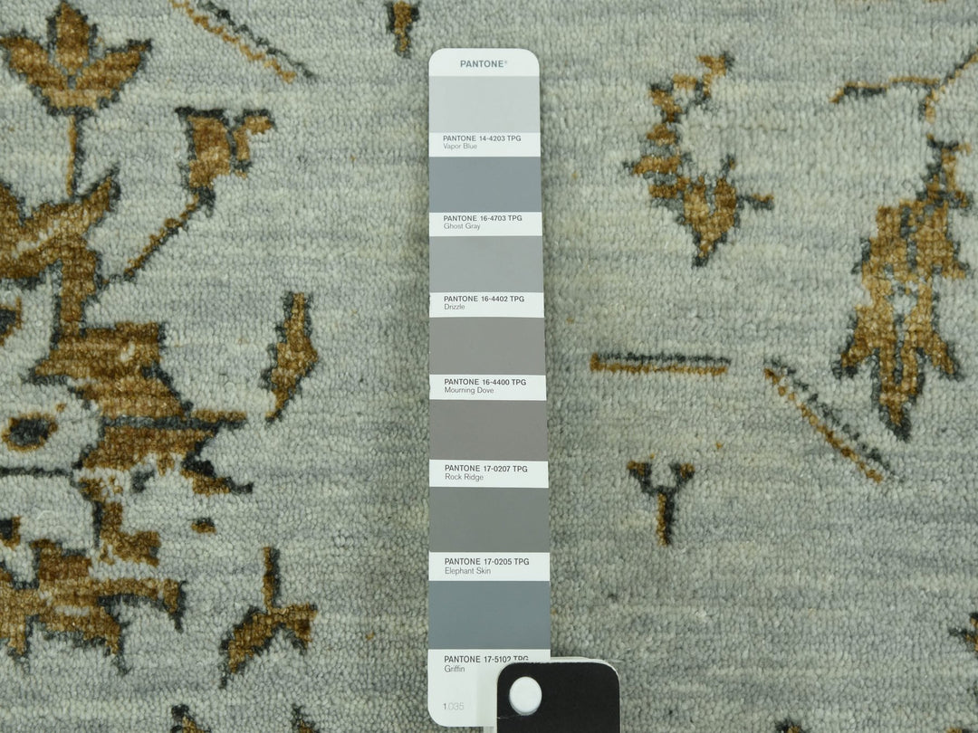 10'0" x 14'0" New Hand Knotted Grey Wool & Silk Rectangle Oriental Rug - MOA10279290