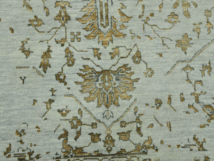 10'0" x 14'0" New Hand Knotted Grey Wool & Silk Rectangle Oriental Rug - MOA10279290