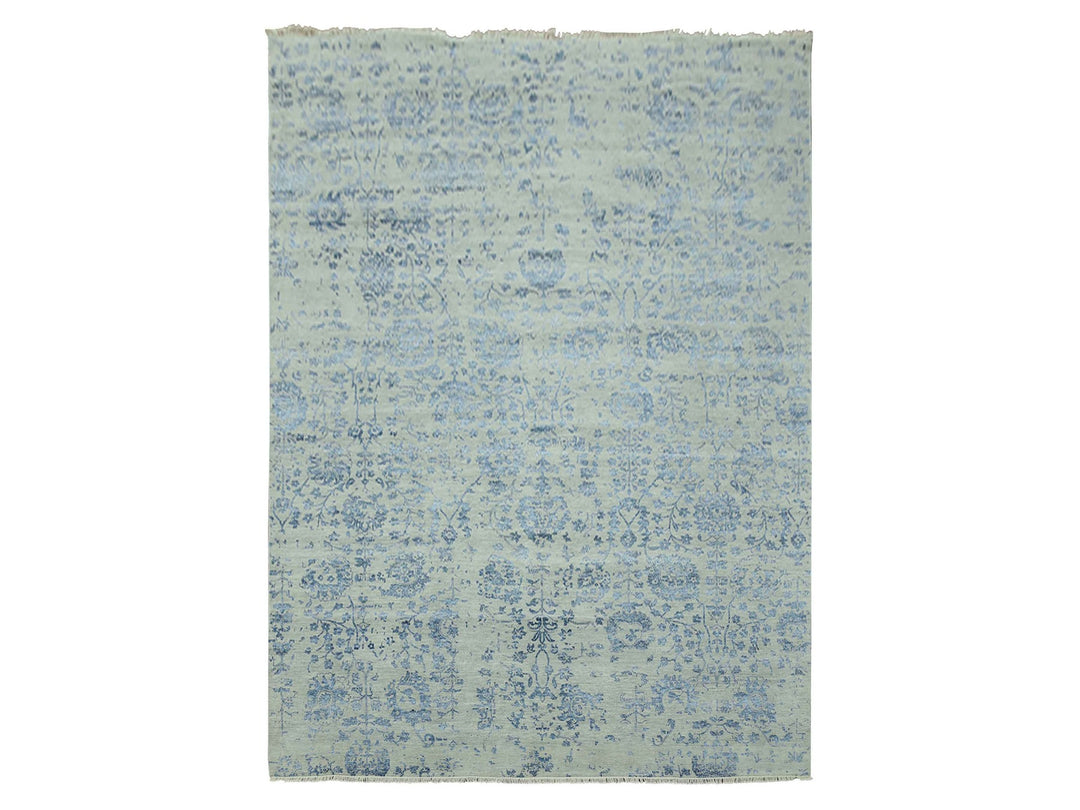 10'0" x 13'8" New Hand Knotted Grey Wool & Silk Rectangle Oriental Rug - MOA10279291