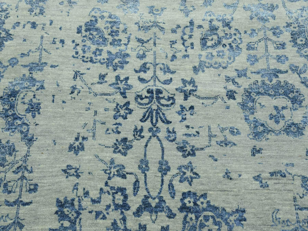 10'0" x 13'8" New Hand Knotted Grey Wool & Silk Rectangle Oriental Rug - MOA10279291