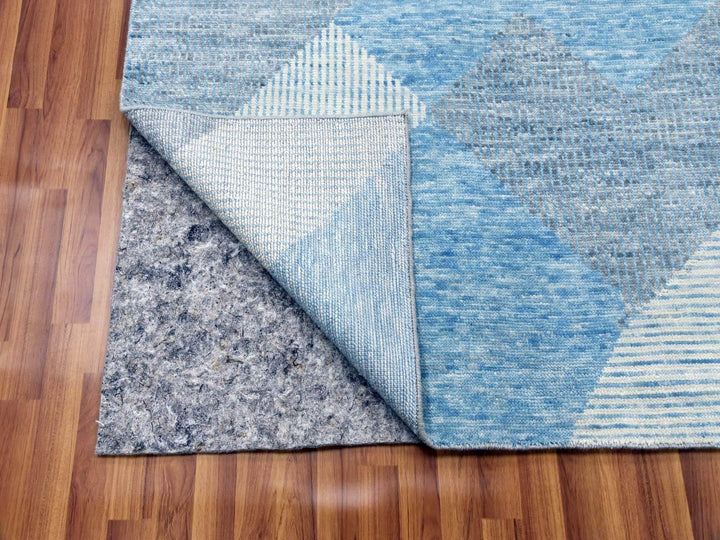 9'0" x 12'1" New Hand Knotted Blue Wool Rectangle Oriental Rug - MOA10279292