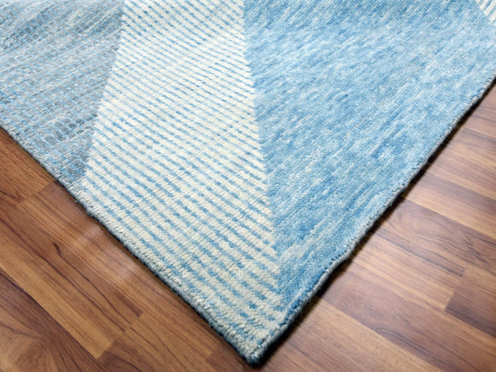9'0" x 12'1" New Hand Knotted Blue Wool Rectangle Oriental Rug - MOA10279292