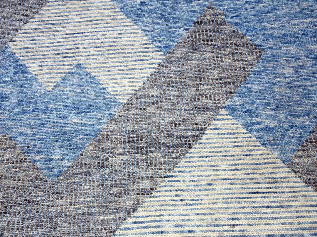 9'0" x 12'1" New Hand Knotted Blue Wool Rectangle Oriental Rug - MOA10279292