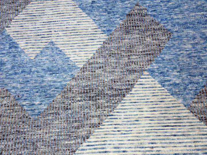 9'0" x 12'1" New Hand Knotted Blue Wool Rectangle Oriental Rug - MOA10279292