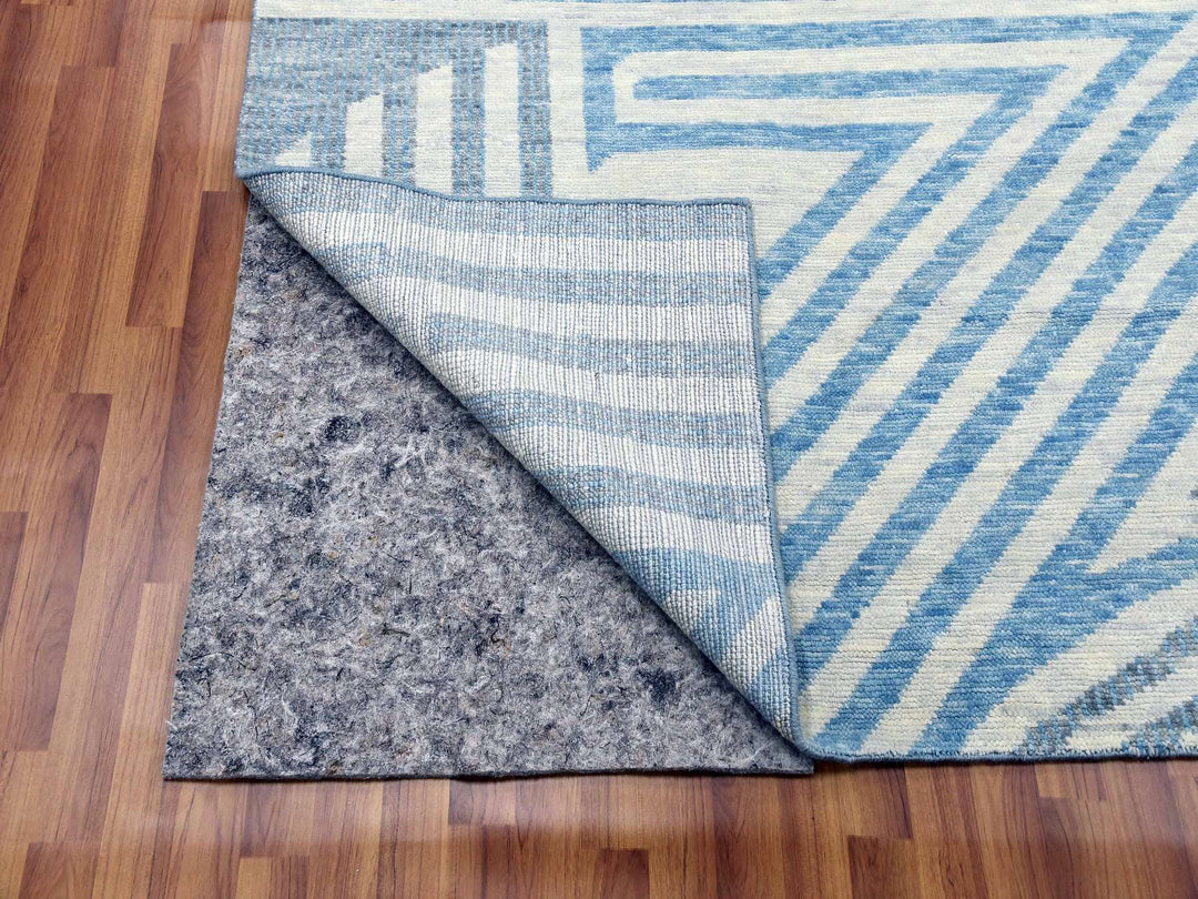 9'0" x 12'0" New Hand Knotted Blue Wool Rectangle Oriental Rug - MOA10279293