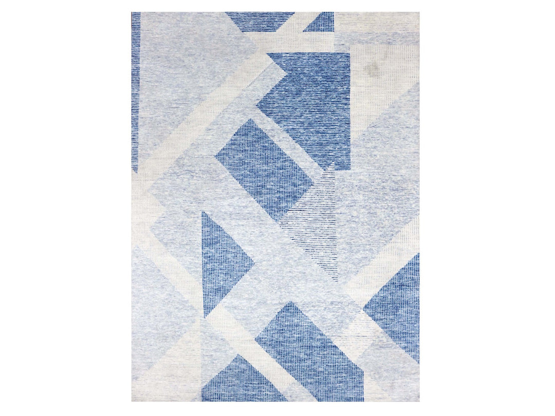 9'2" x 12'3" New Hand Knotted Blue Wool Rectangle Oriental Rug - MOA10279294