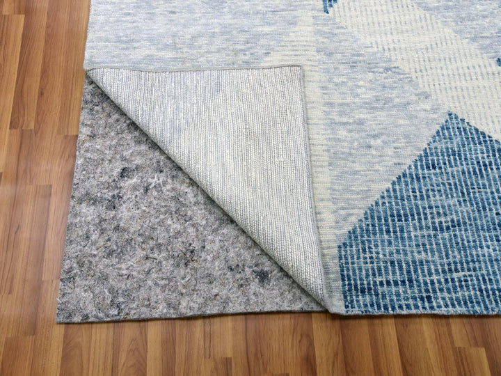 9'2" x 12'3" New Hand Knotted Blue Wool Rectangle Oriental Rug - MOA10279294