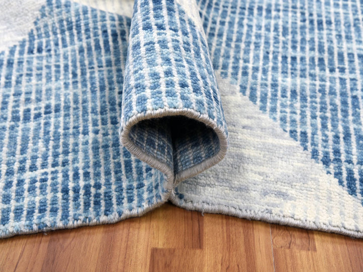 9'2" x 12'3" New Hand Knotted Blue Wool Rectangle Oriental Rug - MOA10279294