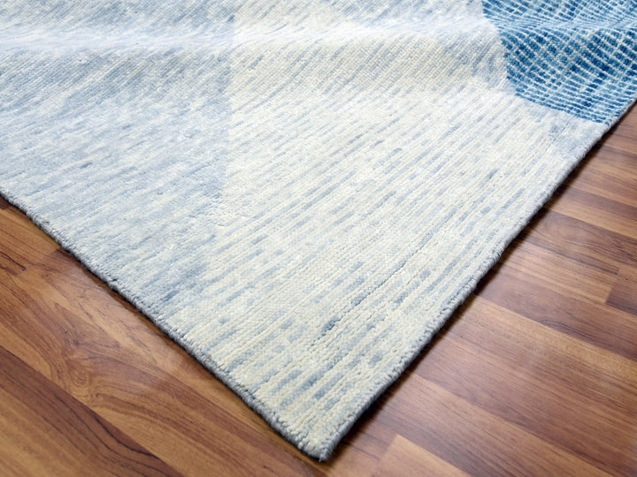 9'2" x 12'3" New Hand Knotted Blue Wool Rectangle Oriental Rug - MOA10279294