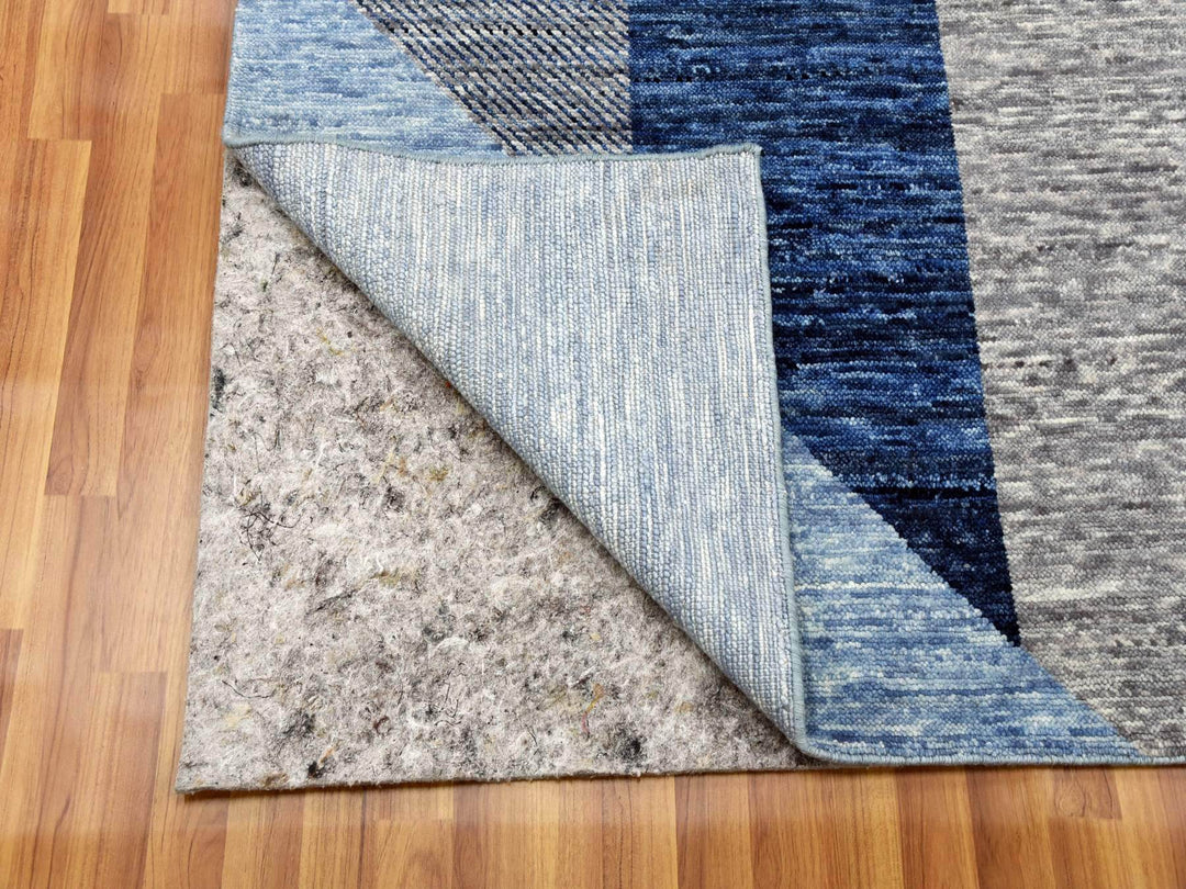 9'2" x 11'10" New Hand Knotted Blue Wool Rectangle Oriental Rug - MOA10279295