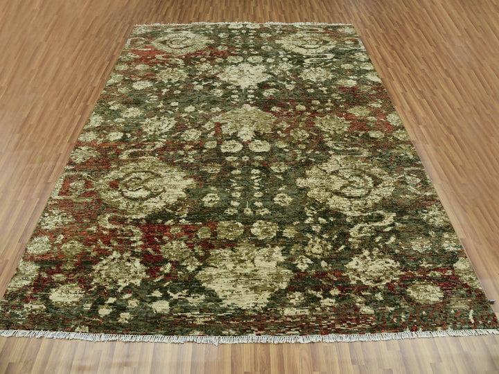 9'1" x 11'10" New Hand Knotted Brown Wool Rectangle Oriental Rug - MOA10279303