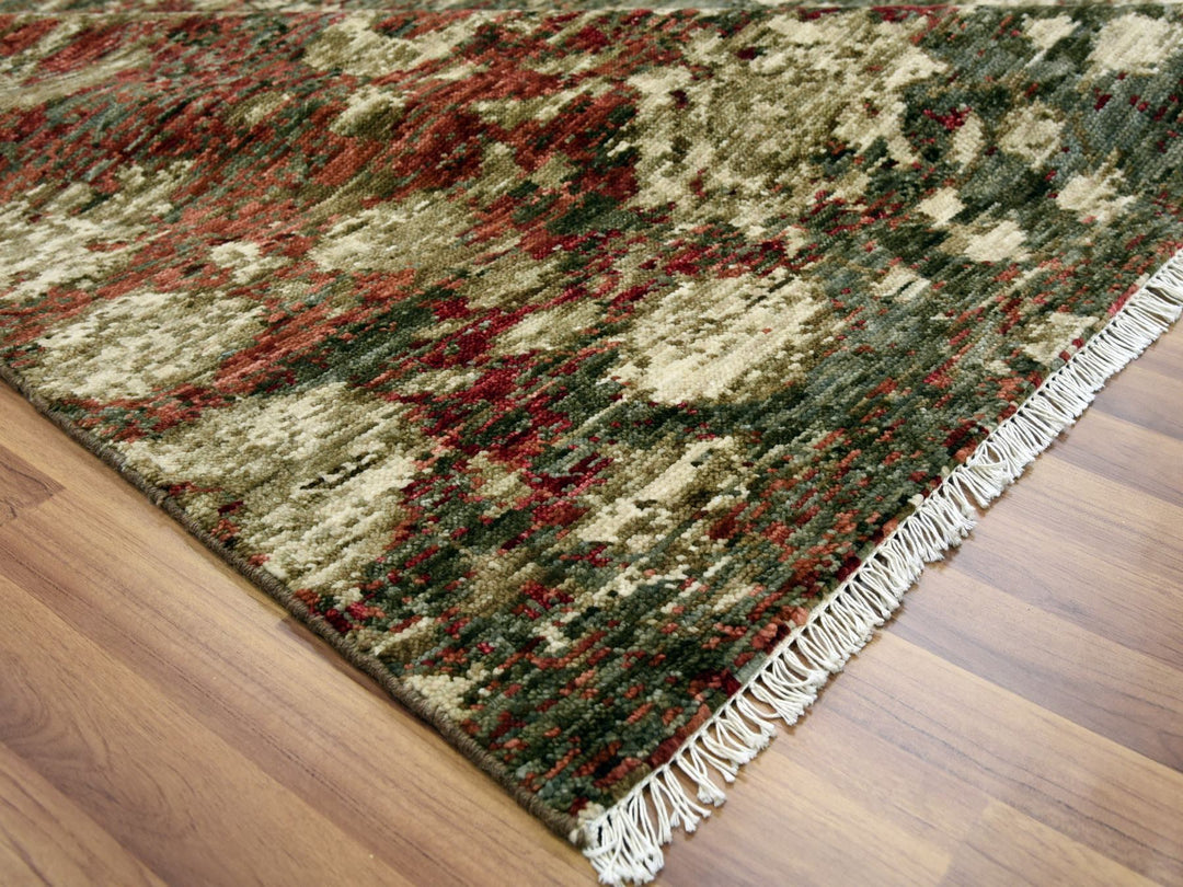 9'1" x 11'10" New Hand Knotted Brown Wool Rectangle Oriental Rug - MOA10279303