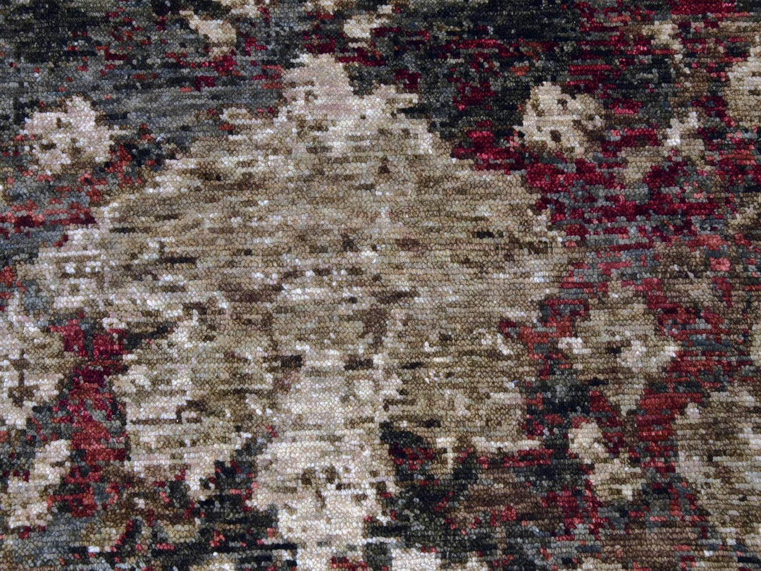 9'1" x 11'10" New Hand Knotted Brown Wool Rectangle Oriental Rug - MOA10279303