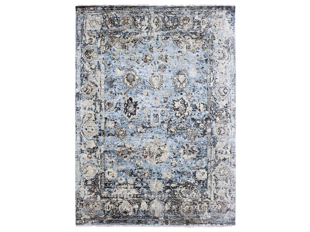 9'2" x 12'4" New Hand Knotted Grey Wool Rectangle Oriental Rug - MOA10279304