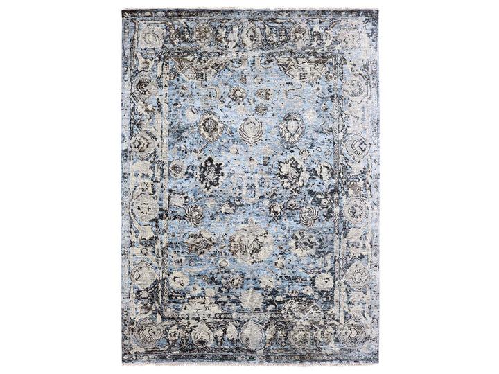9'2" x 12'4" New Hand Knotted Grey Wool Rectangle Oriental Rug - MOA10279304