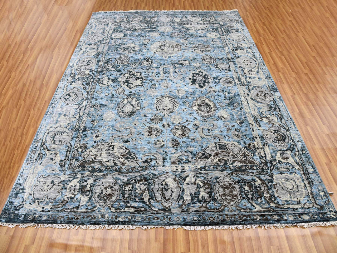 9'2" x 12'4" New Hand Knotted Grey Wool Rectangle Oriental Rug - MOA10279304