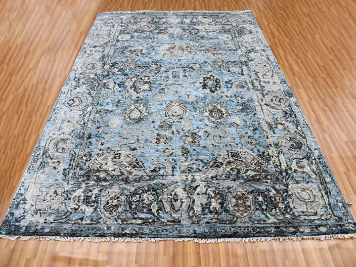 9'2" x 12'4" New Hand Knotted Grey Wool Rectangle Oriental Rug - MOA10279304