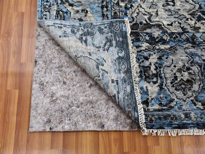 9'2" x 12'4" New Hand Knotted Grey Wool Rectangle Oriental Rug - MOA10279304