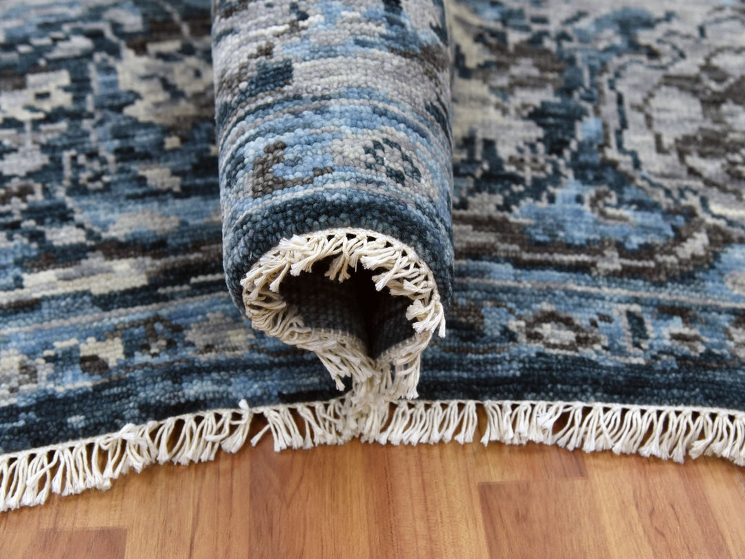 9'2" x 12'4" New Hand Knotted Grey Wool Rectangle Oriental Rug - MOA10279304