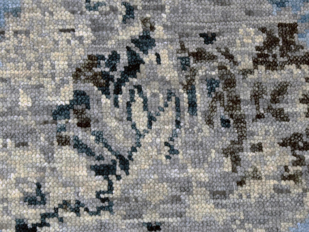 9'2" x 12'4" New Hand Knotted Grey Wool Rectangle Oriental Rug - MOA10279304