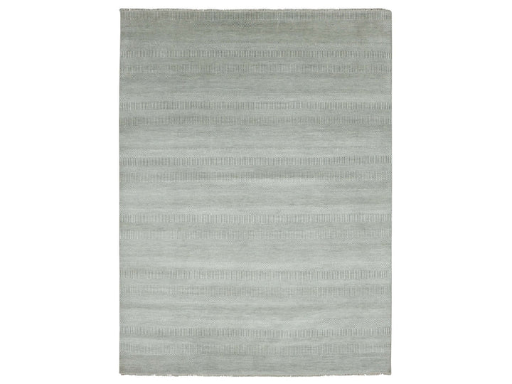 9'0" x 12'1" New Hand Knotted Grey Wool & Silk Rectangle Oriental Rug - MOA10279307