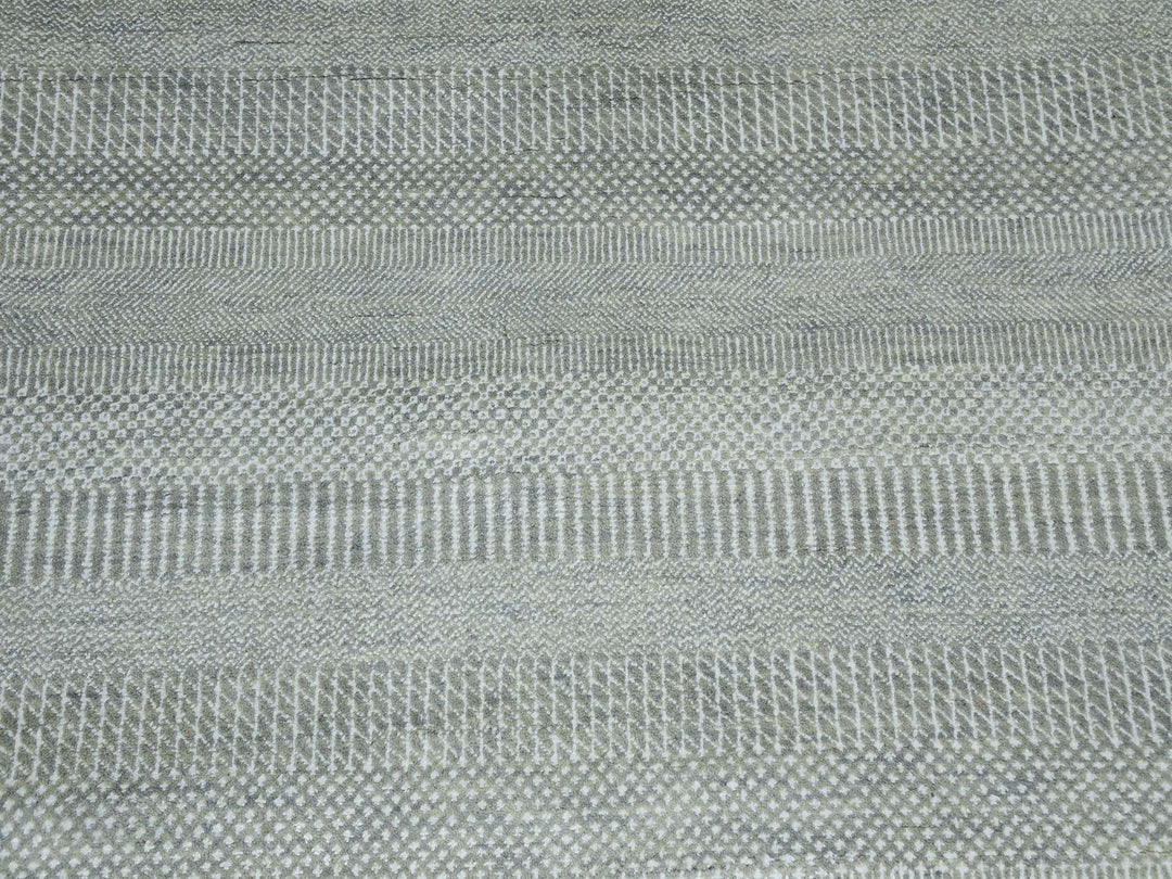 9'0" x 12'1" New Hand Knotted Grey Wool & Silk Rectangle Oriental Rug - MOA10279307