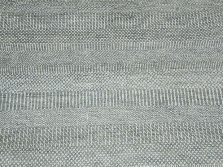 9'0" x 12'1" New Hand Knotted Grey Wool & Silk Rectangle Oriental Rug - MOA10279307