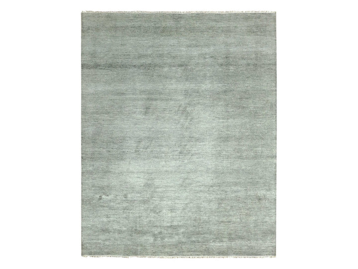 8'0" x 10'0" New Hand Knotted Grey Wool & Silk Rectangle Oriental Rug - MOA10279315