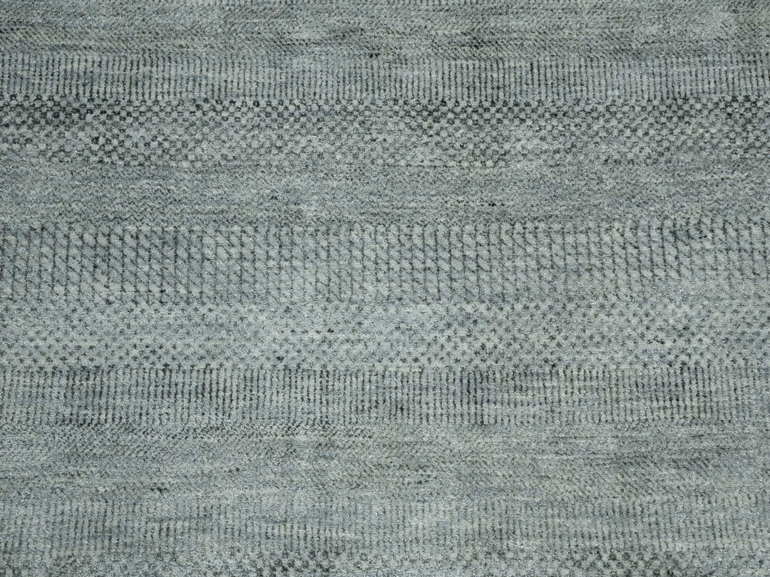 8'0" x 10'0" New Hand Knotted Grey Wool & Silk Rectangle Oriental Rug - MOA10279315