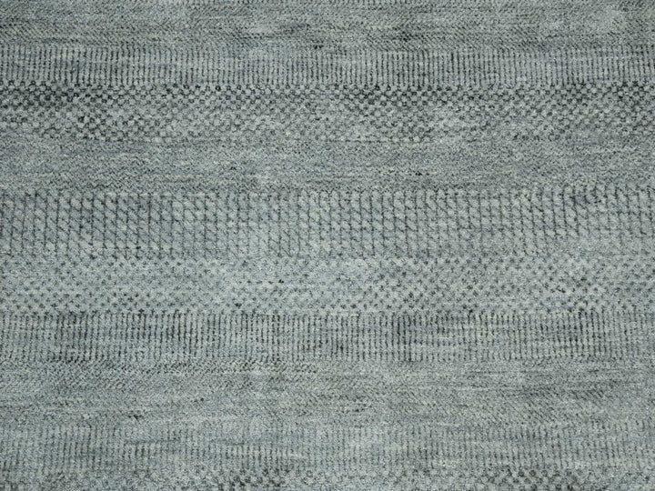 8'0" x 10'0" New Hand Knotted Grey Wool & Silk Rectangle Oriental Rug - MOA10279315