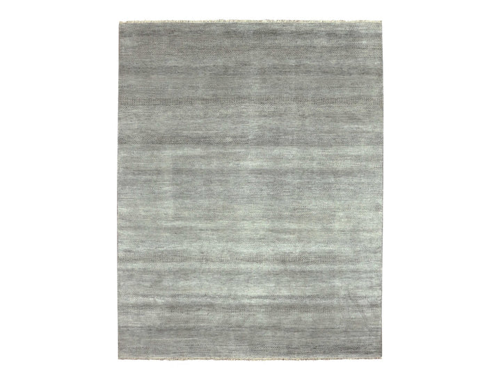 8'0" x 10'2" New Hand Knotted Grey Wool & Silk Rectangle Oriental Rug - MOA10279317