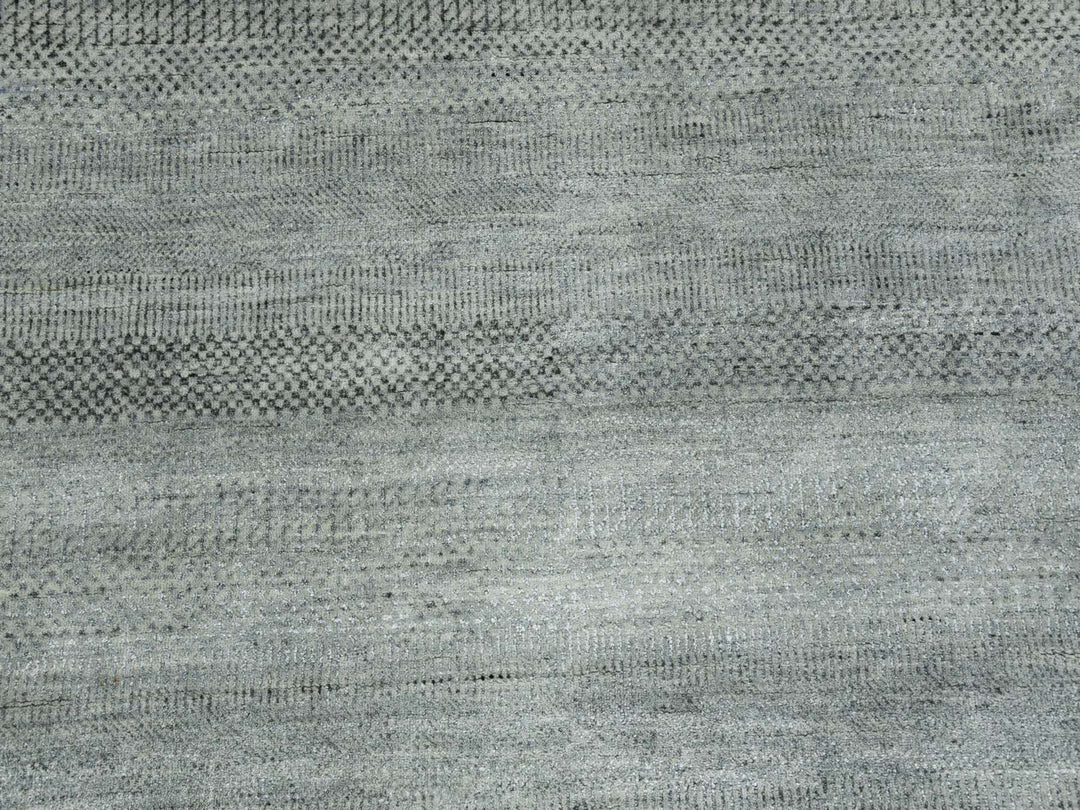8'0" x 10'2" New Hand Knotted Grey Wool & Silk Rectangle Oriental Rug - MOA10279317