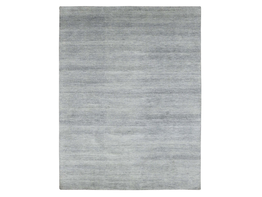 8'0" x 10'3" New Hand Knotted Grey Wool & Silk Rectangle Oriental Rug - MOA10279321