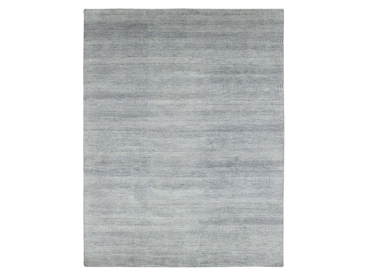 8'0" x 10'3" New Hand Knotted Grey Wool & Silk Rectangle Oriental Rug - MOA10279321