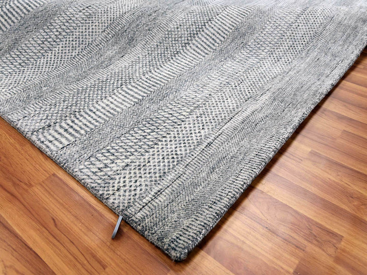 8'0" x 10'3" New Hand Knotted Grey Wool & Silk Rectangle Oriental Rug - MOA10279321