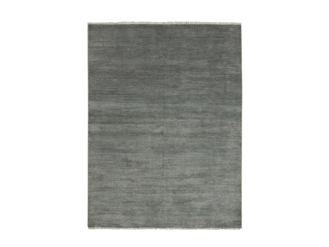 5'1" x 7'1" New Hand Knotted Grey Wool & Silk Rectangle Oriental Rug - MOA10279334