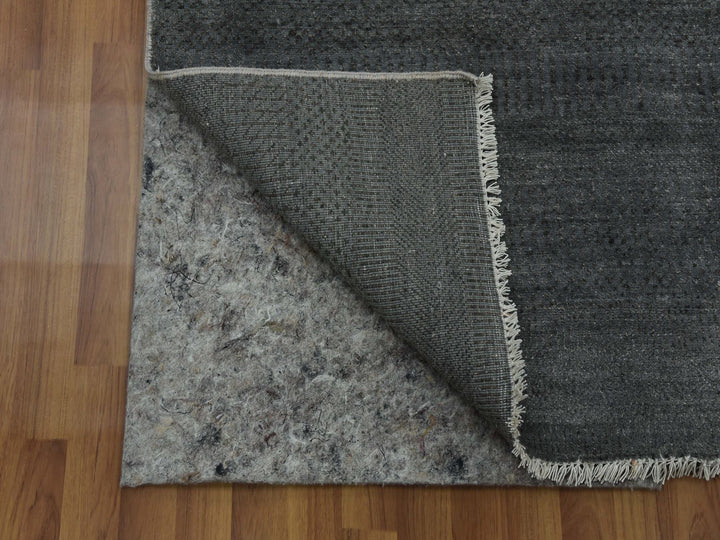 5'1" x 7'1" New Hand Knotted Grey Wool & Silk Rectangle Oriental Rug - MOA10279334