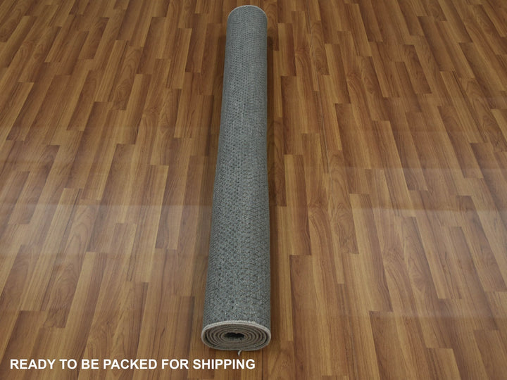 5'1" x 7'1" New Hand Knotted Grey Wool & Silk Rectangle Oriental Rug - MOA10279334
