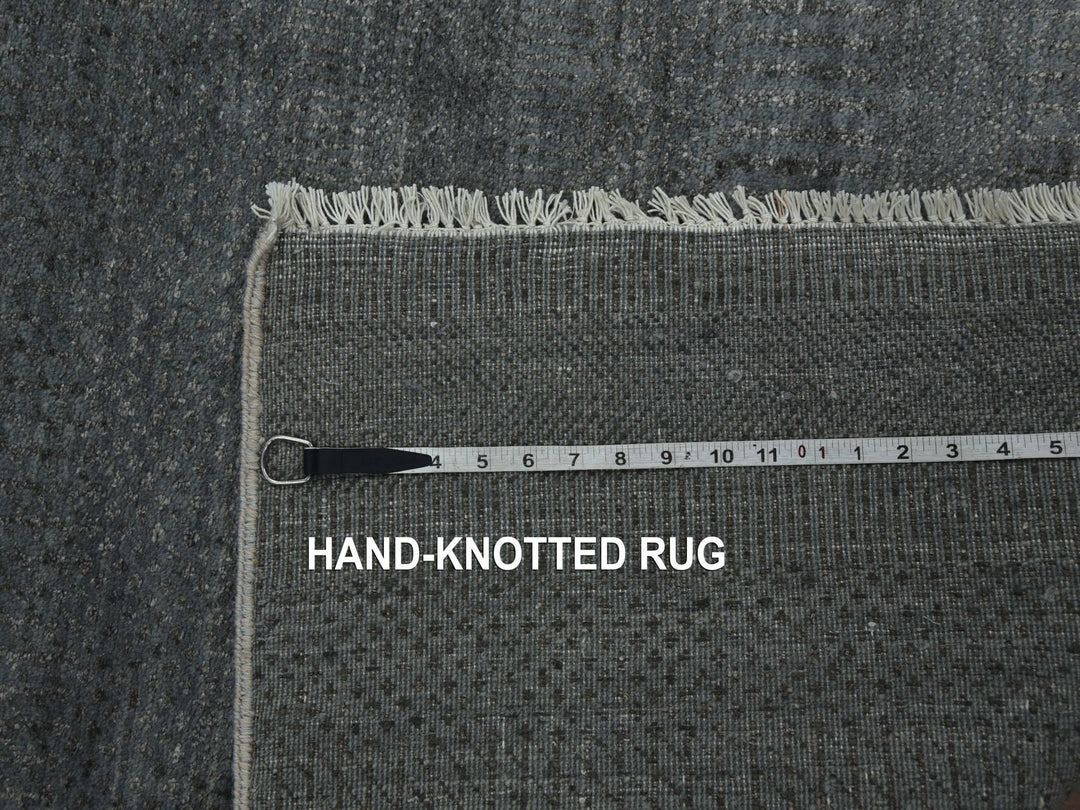 5'1" x 7'1" New Hand Knotted Grey Wool & Silk Rectangle Oriental Rug - MOA10279334
